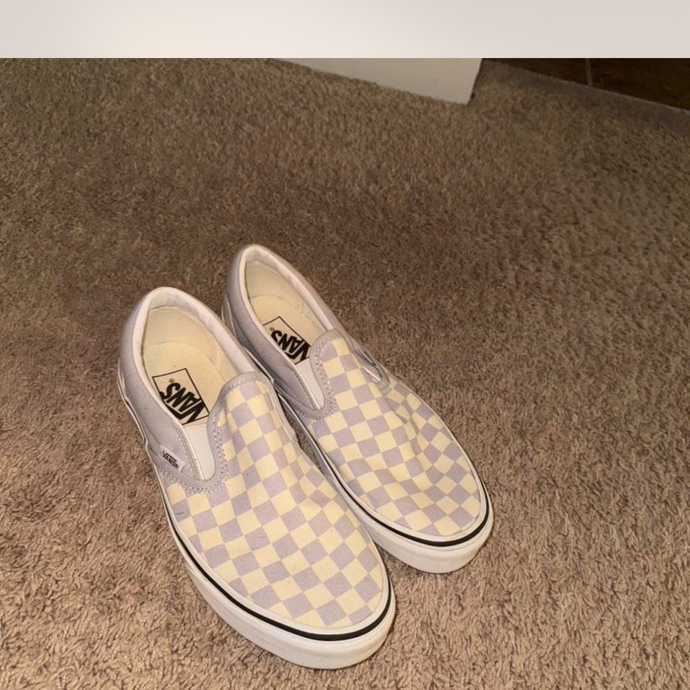 Vans Lavender and Cream Checkered Slip-Ons - Picture 2 of 3